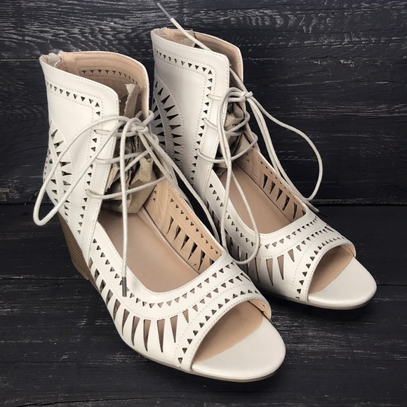 torrid Shoes - Torrid Nude Geo Cut Out Mini Wedge Size 9W
